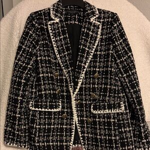 TWEED black & white Jacket-Laundry by Shelli Segal Black & White Textured Jacket
